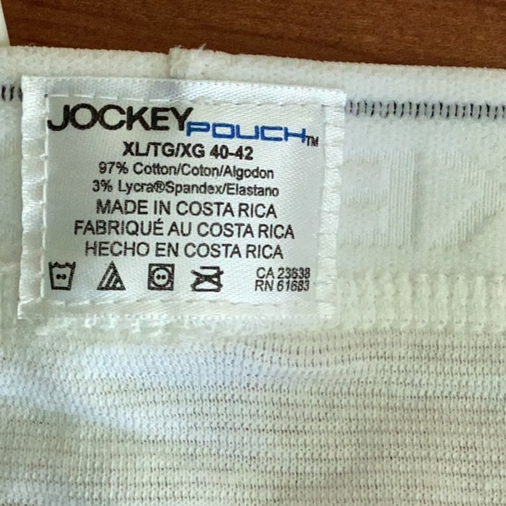 JOCKEY POUCH "LONG POCKET BRIEF" 40/42 WHITE NWOT
